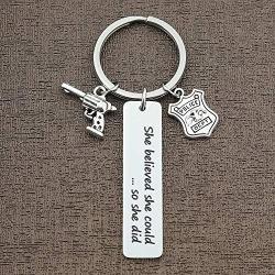 Police Keychain Police to Be Gift She Believed She Could Key Ring for Police Wife Police Student Policeman Graduation Gifts Achievement Gift