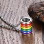 Gay Pride Cylinder Pendant Stainless Steel Rainbow Lesbian Pride Necklace Gay Pride Day