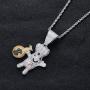 LC8 Jewelry Men Hip Hop Chef Money Bag Chain CZ Dough BOY Pendant Iced Out Bling Rhinestone Crystal Necklace 18K Gold Plated with 24” Stainless Rope Chain
