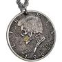 ApinJe Vintage Skull Pendant Coin Necklace Steampunk Jewelry for Men Stainless Steel Chain 27.5 Inches