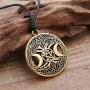 Ztuo Tree of Life Triple Moon Goddess Golden/Silver Necklace Celtic Knot Pentagram Pentacle Star Pendant