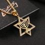AsAlways Men Women Branch Candle Holder Pendant Israel Judaica Gift Religious Jewelry Jewish Megan Star of David Pendant Necklace 18K Gold Hexagon Star Necklace
