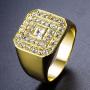 Ztuo Mens 18K Gold Plated Hip Hop Iced Out Cubic Zirconia Square Rings CZ Wedding Bands Size 8-13