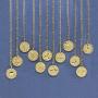 S.J JEWELRY 12 Constellations Zodiac Necklace Womens girls Simple Delicate 14K Gold Filled Coin Pendant Personalized Birthday Gifts Handmade Disc Chokers Necklace