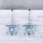 JO WISDOM Blue Fire Opal Dolphins/Turtle/Mermaid Tail Earrings,925 Sterling Silver Dancing Diamond Cubic Zirconia Drop & Dangle Fish Hook Animal Earrings