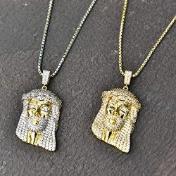 VANAXIN Gold Jesus Piece Pendant of Christ Pendant Necklace 24 Chain for Men Gold Punk Hip Hop Jewelry