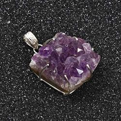 Shop LC Purple Amethyst Druzy Statement Pendant 925 Sterling Silver Fashion Purple Jewelry Gifts For Women