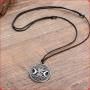 MIXIA Celttic Knot Triple Moon Pentagram Pentacle Star Wicca Pendant Necklace Round Pagan Jewelry