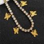 Butterfly Anklet for Women Teen Girls, 18K Gold / White Gold Plated Rhinestone Inlay Chain Tennis Ankle Bracelet with Extension