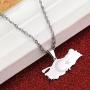 Stainless Steel Silver Color Turkey Map Pendant Necklace Turkish Flag Charm Jewelry