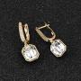 Swarovski Crystal Octagon Leverback Drop Earrings for Women 14K Gold Plated Hypoallergenic Jewelry