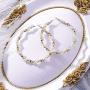 Pearl Beaded Hoop Earrings for Women Vintage Pearly Big Hoop Statement Ear Dangle Earrings with Stud Large Lightweight Pierced Nickle Free