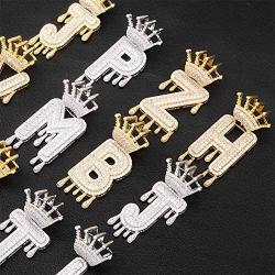HECHUANG Initial Letter Pendant Necklace Women Simulated Diamond Name Chain Necklace Gold Silver Rope Chain