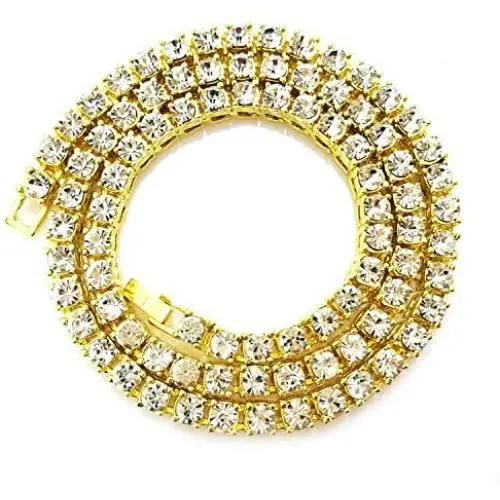 HH Bling Empire Iced Out Fake Diamond Tennis Chain for Men Women in Silver Gold Multicolored 5mm width 16 18 20 22 24 30 Inches HH Bling Empire Iced Out Fake Diamond Tennis Chain for Men Women in Silver Gold Multicolored 5mm width 16 18 20 22 24 30 Inches