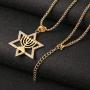 AsAlways Men Women Branch Candle Holder Pendant Israel Judaica Gift Religious Jewelry Jewish Megan Star of David Pendant Necklace 18K Gold Hexagon Star Necklace