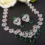 EVER FAITH Womens CZ Fan-Shaped Knot Waterdrop Dangle Necklace Earrings Set Clear-Tone for Bridal, Feast