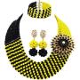 aczuv 8 Rows African Bead Necklace Jewelry Set for Women Nigerian Wedding Bridal Jewelry Sets