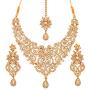 Touchstone Indian Bollywood Traditional Royal Look Attractive Filigree Carving Rhinestone Grand Bridal Designer Jewelry Necklace Set for Women