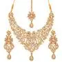 Touchstone Indian Bollywood Traditional Royal Look Attractive Filigree Carving Rhinestone Grand Bridal Designer Jewelry Necklace Set for Women Touchstone Indian Bollywood Traditional Royal Look Attractive Filigree Carving Rhinestone Grand Bridal Designer Jewelry Necklace Set for Women
