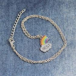 Best Friend Necklace for 2, AILUOR Rainbow Cloud Stitching Best Friends Pendant Necklace BFF Teen Forever Friendship Birthday Gifts for Women Girls Teens