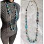 Firstmeet Chunky Crystal Coloured Glaze Beads Long Necklace for Women