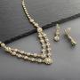 Mariell Gold Two-Row Rhinestone Crystal Necklace and Earrings Set - Prom, Brides and Bridesmaids Jewelry