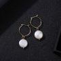 PengJin Womens pearl drop earrings, hypoallergenic copper, nature fashionable and elegant jewelry, suitable for girls birthday wedding