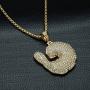 BLINGMC Hip Hop Jewelry Crystal Shrimp Pendant Stainless Steel Bling Creative Necklace
