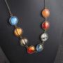 JczR.Y Eight Planets Necklace Pendent Double-Sided Glass Ball Universe Galaxy Solar System Guardian Stars Necklace for Women