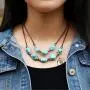 Yunhan Pearls 2 Strands Genuine Suede Cord Turquoise Choker Necklace Magnetic Clasp Jewelry for Women Yunhan Pearls 2 Strands Genuine Suede Cord Turquoise Choker Necklace Magnetic Clasp Jewelry for Women