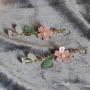 DOUBNINE Pink Flower Earrings Dangle Cherry Blossoms Sakura Teardrop Fairy Leaf Petal Drop Spring Women Accessories