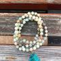 Boho Handmade Natural Ocean Jasper Picasso Jasper Imperial Jasper Pendant Long Strand Amazonite Bead Necklace for Women Men