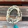 Boho Handmade Natural Ocean Jasper Picasso Jasper Imperial Jasper Pendant Long Strand Amazonite Bead Necklace for Women Men