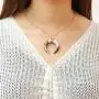 Jovono Boho Fashion Crescent Moon Pendants Necklaces Hammered Moon Necklace Jewelry for Women and Girls (Gold+Veins)