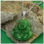 Laughing Buddha Green Jade Pendant Silver Necklace Rope Chain Genuine Certified Grade A Jadeite Jade Hand Crafted, Jade Necklace, 14k Laughing Jade Buddha necklace, Jade Medallion