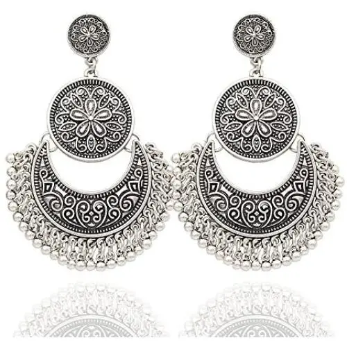 RechicGu Ethnic Bali Jhumka Jhumki Lotus Mexico Gypsy Dangle Earrings Traditional Ear Studs with Gift Box RechicGu Ethnic Bali Jhumka Jhumki Lotus Mexico Gypsy Dangle Earrings Traditional Ear Studs with Gift Box