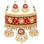 Crunchy Fashion Bollywood Style Traditional Indian Wedding Jewelry padmavati Necklace with Earring Set for Women