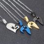 CNFCO 2 pcs 316L Stainless Steel Couple Necklace with Love Heart Puzzle Pendant for Men and Women Complimentary Gift Box