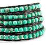 MOWOM Alloy Genuine Leather Bracelet Bangle Cuff Rope for Women Boys Kids Gemstone Beads Braided 1 Wraps & 2 Wraps Stone Adjustable Handmade Jewelry Gift