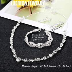 JOERICA Crystal Bridal Jewelry Set for Women Rhinestone Necklace Bracelet and Earrings Set for Wedding Bridesmaid