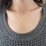 Dazzlingrock Collection 0.25 Carat (ctw) 10K Gold Round White Diamond Ladies Cross Pendant 1/4 CT (Silver Chain Included)