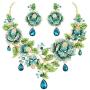 EVER FAITH Austrian Crystal Elegant Rose Flower Leaf Teardrop Neckalce Earrings Set
