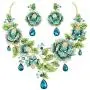 EVER FAITH Austrian Crystal Elegant Rose Flower Leaf Teardrop Neckalce Earrings Set