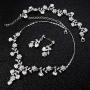 LOYALLOOK Bridal Jewelry Set Crystal Flower Leaf Necklace Earring Bracelet Jewelry Set Costume Jewelry for Women