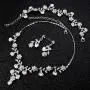 LOYALLOOK Bridal Jewelry Set Crystal Flower Leaf Necklace Earring Bracelet Jewelry Set Costume Jewelry for Women
