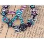 Alilang Silver Tone Retro Pink Blue Flower Crystal Rhinestone Hippie Peace Symbol Pendant Necklace Alilang Silver Tone Retro Pink Blue Flower Crystal Rhinestone Hippie Peace Symbol Pendant Necklace