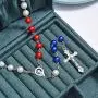 Patriotic Rosary Beads Catholic - Confirmation Gifts for Teenage Girl, Imitation Pearl Religious Rosary Necklace Jewelry, Red White Blue Tricolor Rosary Alloy Cross Necklace for Women, SUNYUE