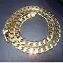 Gold Chain Necklace 7mm 24K Diamond Cut Smooth Cuban Link with a. USA Made Gold Chain Necklace 7mm 24K Diamond Cut Smooth Cuban Link with a. USA Made
