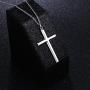 925 Sterling Silver Mens Classic Cross Pendant Necklace 24 inch Silver Chain Jewelry Gift for Father Boyfriend Son