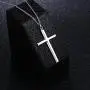 925 Sterling Silver Mens Classic Cross Pendant Necklace 24 inch Silver Chain Jewelry Gift for Father Boyfriend Son